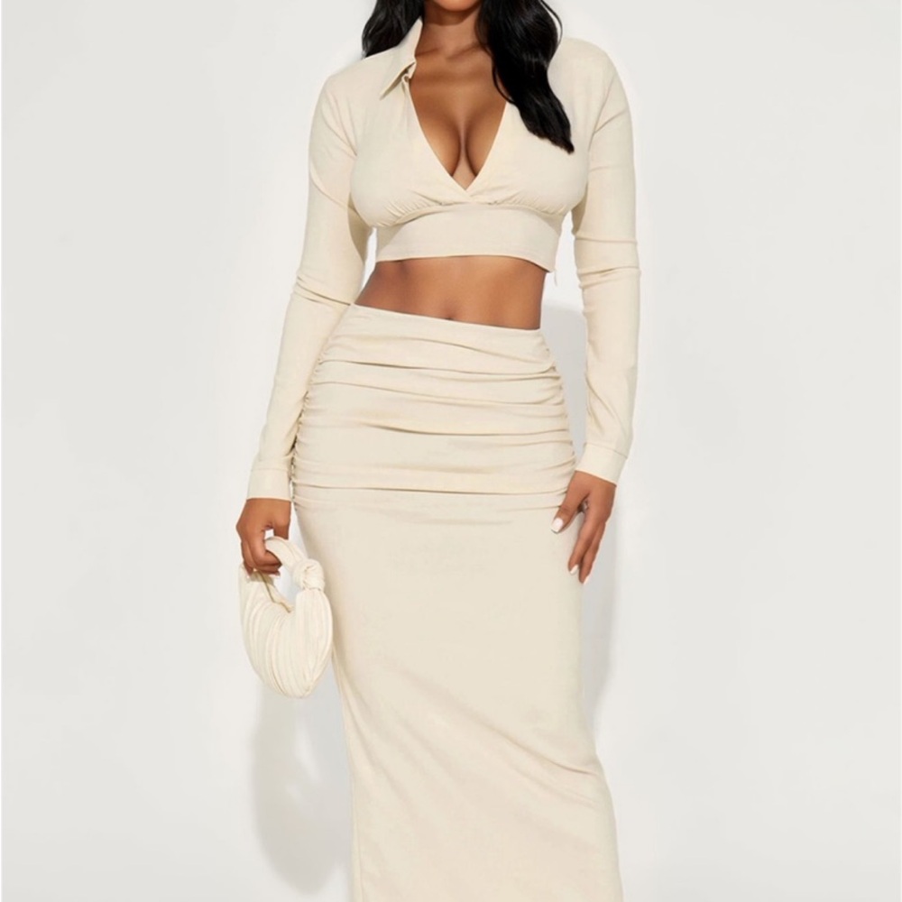 Fashion Nova Cream Skirt Set